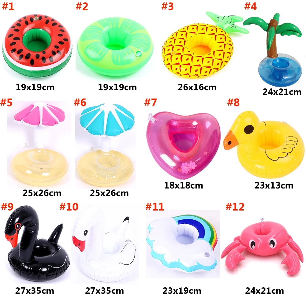 Inflatable Drink Holder Cute Pattern Coasters Cup Holder for Swimming Pool  Party Easy To USe Inflatable Holders Practical Party Decoration Drink  Floats Cup Holders 12 