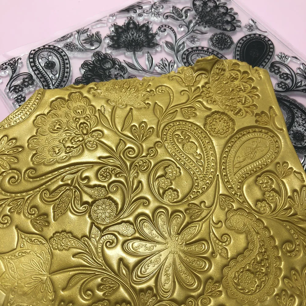 Cashew Paisley Polymer Clay Stamp Sheets Texture Emboss Mat for Designer DIY Clay Jewelry Impression Ceramic Pottery Tools
