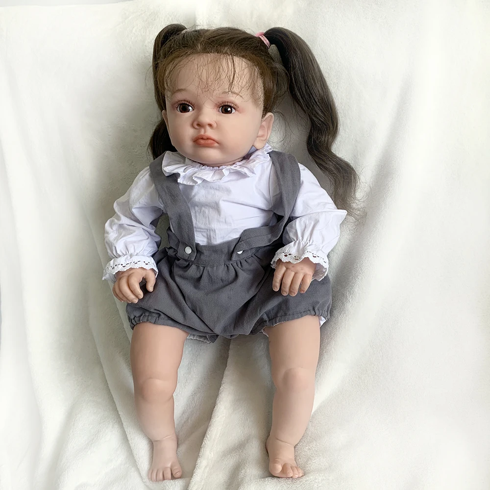 Bebe reborn reallista de silicon 진짜 인형, 여아용 전신 실리콘,  인형, 58cm, 23 인치