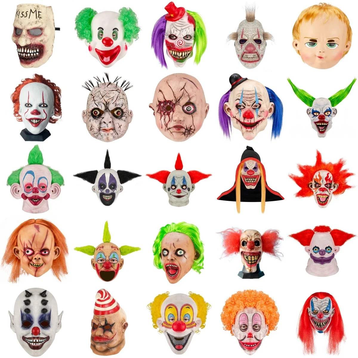 

Halloween Mask Latex Head Cover, Joker Head Cover, Smiling Mask, Ghost Face Performance, Bar Ball, COS Props