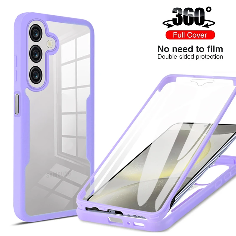 360 Full Protection Clear Screen Case with Silicone Bumper and TPU+PC Back Cover