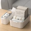 WORTHBUY Bathroom Storage Box Makeup Organizer Plastic Desktop Cosmetics Organizer Multifunctional Toiletries Storage Basket 4