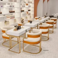 Luxury golden Dining Chairs wrought Iron Backrest Armchair Kitchen Home Bedroom Salon Makeup Chair Italian Dining Room Furniture 3