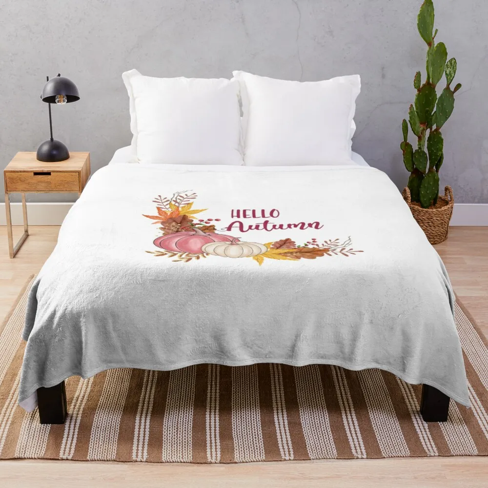 

Hello Autumn Throw Blanket Blanket For Decorative Sofa Multi-Purpose