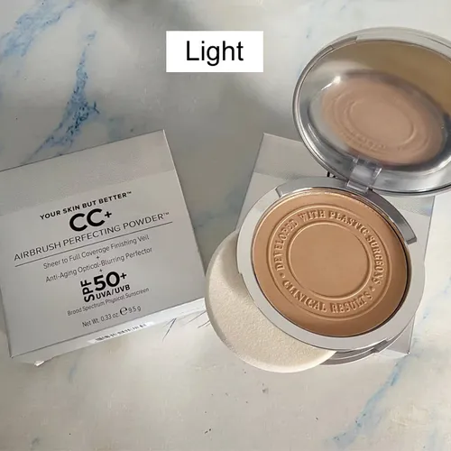 새로운 넓은 스펙트럼 물리적 자외선 차단 9.5g, 피부 개선, CC + 에어브러시 퍼펙팅 파우더, 안티에이징 옵티컬 SPF50 + UVA/UVB 7