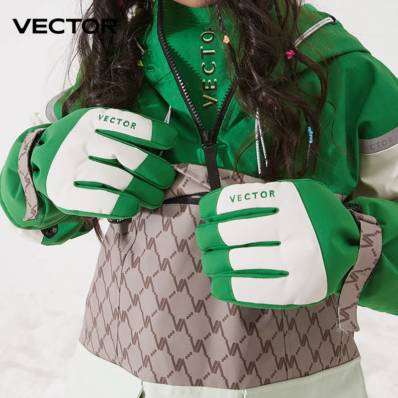 VECTOR Warm Ski Gloves Children's Winter Wool Waterproof Warm Children's Ski Gloves Ski Gloves 3M Cotton Heated Gloves 3