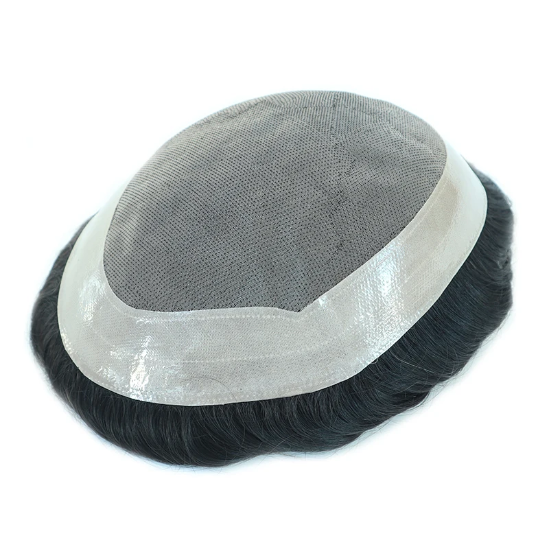 Human hair toupee Male Hair Men Toupee Durable Fine Mono NPU Base Indian Remy Hair Replacement System Men's Prosthesis Hairpieces Natural Hairline