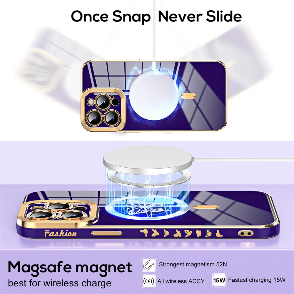 Coque papillon magsafe de luxe pour iphone avec protection_voghion.com