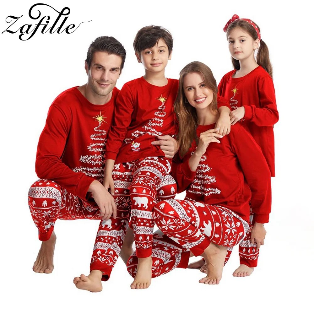 thumbnail image 2 of ZAFILLE Conjuntos familiares a juego para Año Nuevo, 100 % algodón, ropa para madre e hija, estampado de árbol de Navidad, ropa para padre e hijo, 2 of 5