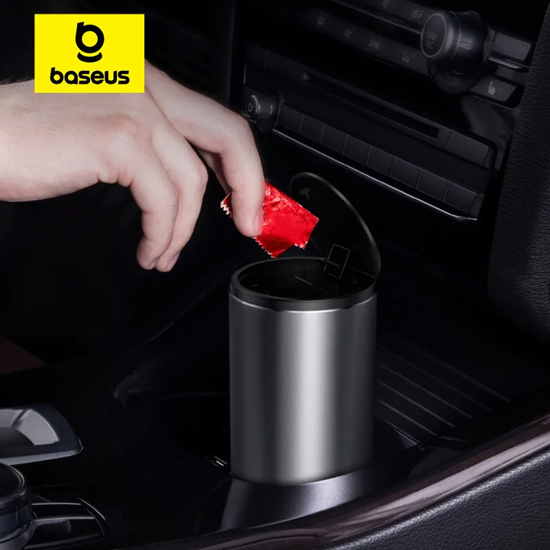 Baseus Car Trash Bin Can Mini Auto Dust Organizer Car Interior Rubbish Bag Garbage Container Storage Box Bucket for Car Trash Can