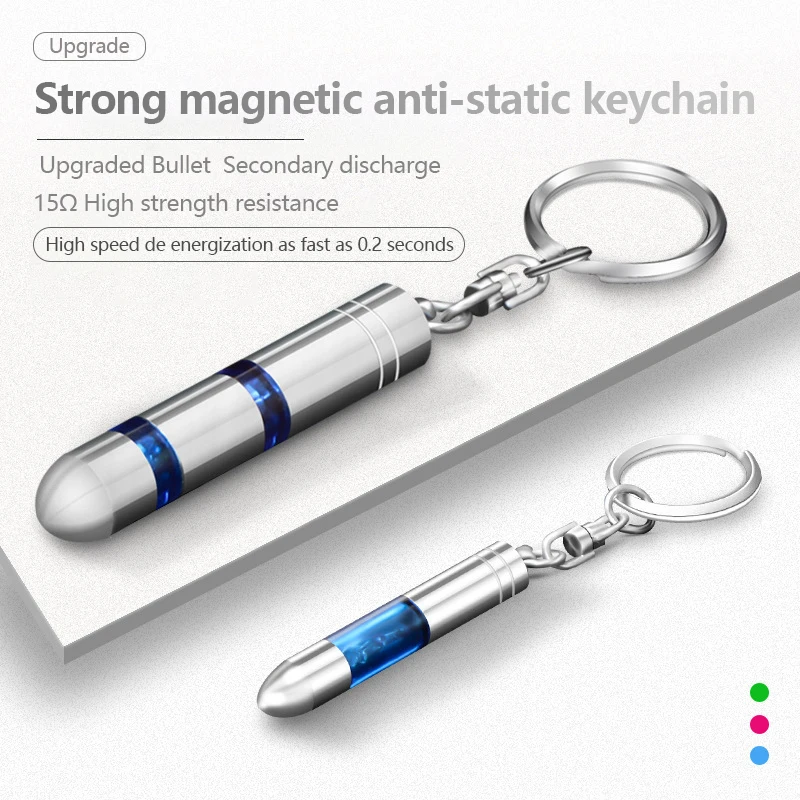

Anti-Static Keychain Car Body Static Eliminator Discharger Rod Portable Keychain Eliminator Portable Key Ring Accessories
