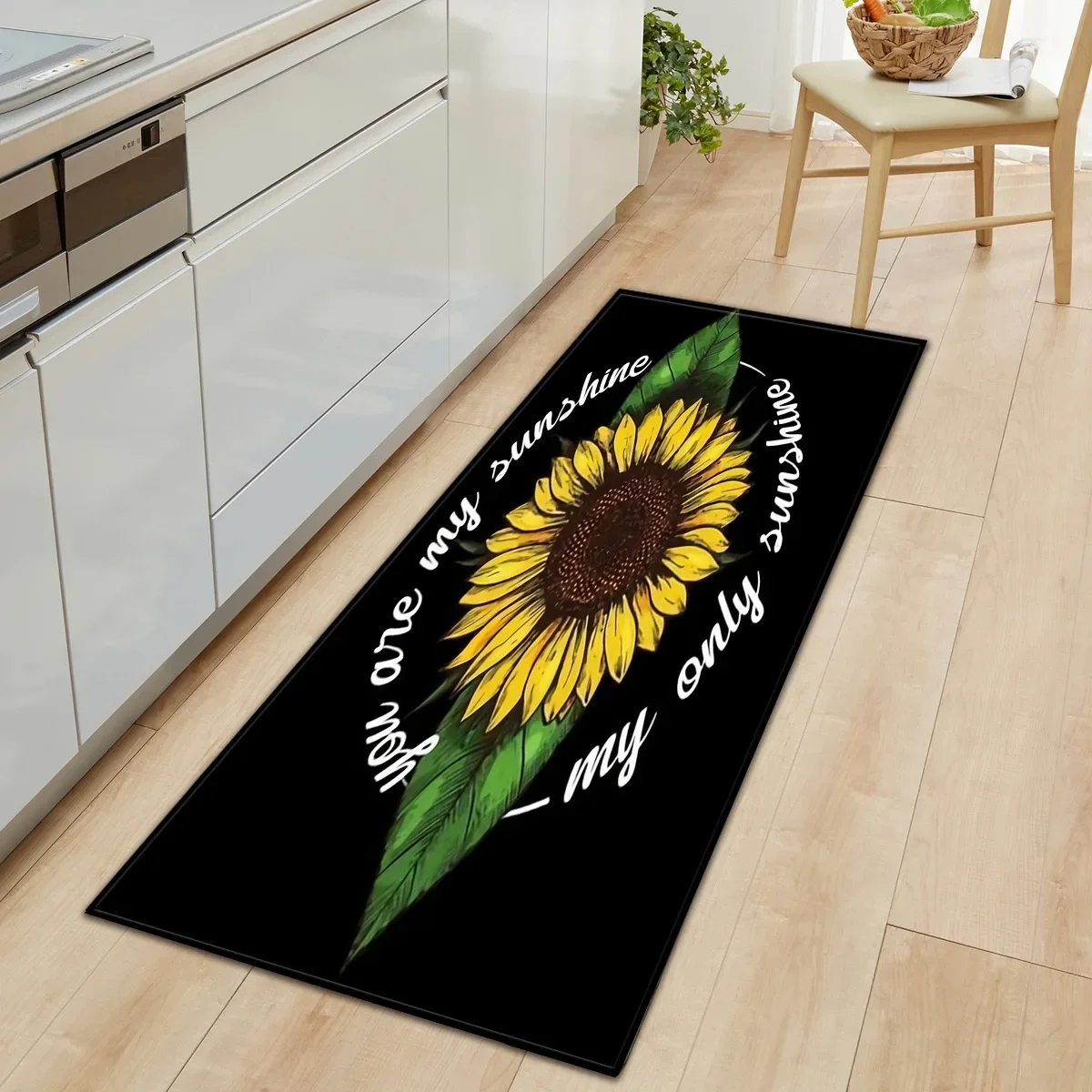 3D Sunflower Kitchen Rug Anti-slip Long Strip Living Room Carpet Soft Bedroom Hallway Doorway Floor Mat Home Decor 2