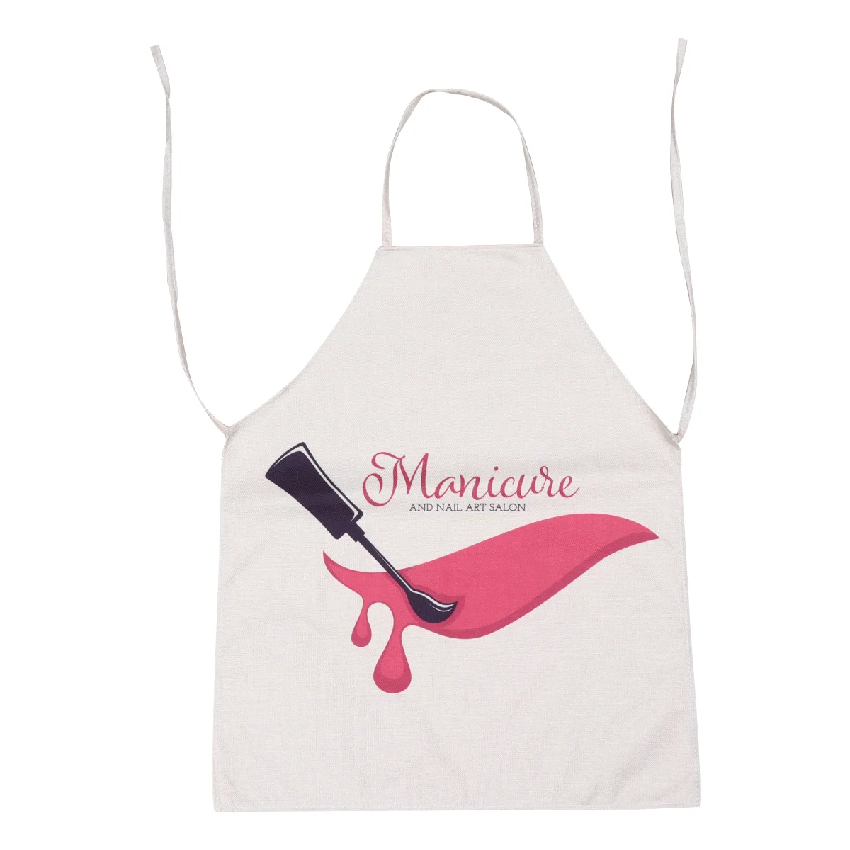 

Pink Nail Art Printing Apron Restaurant Cooking Baking Dress Cotton and Linen Painting Working Apron for Home Kitchen