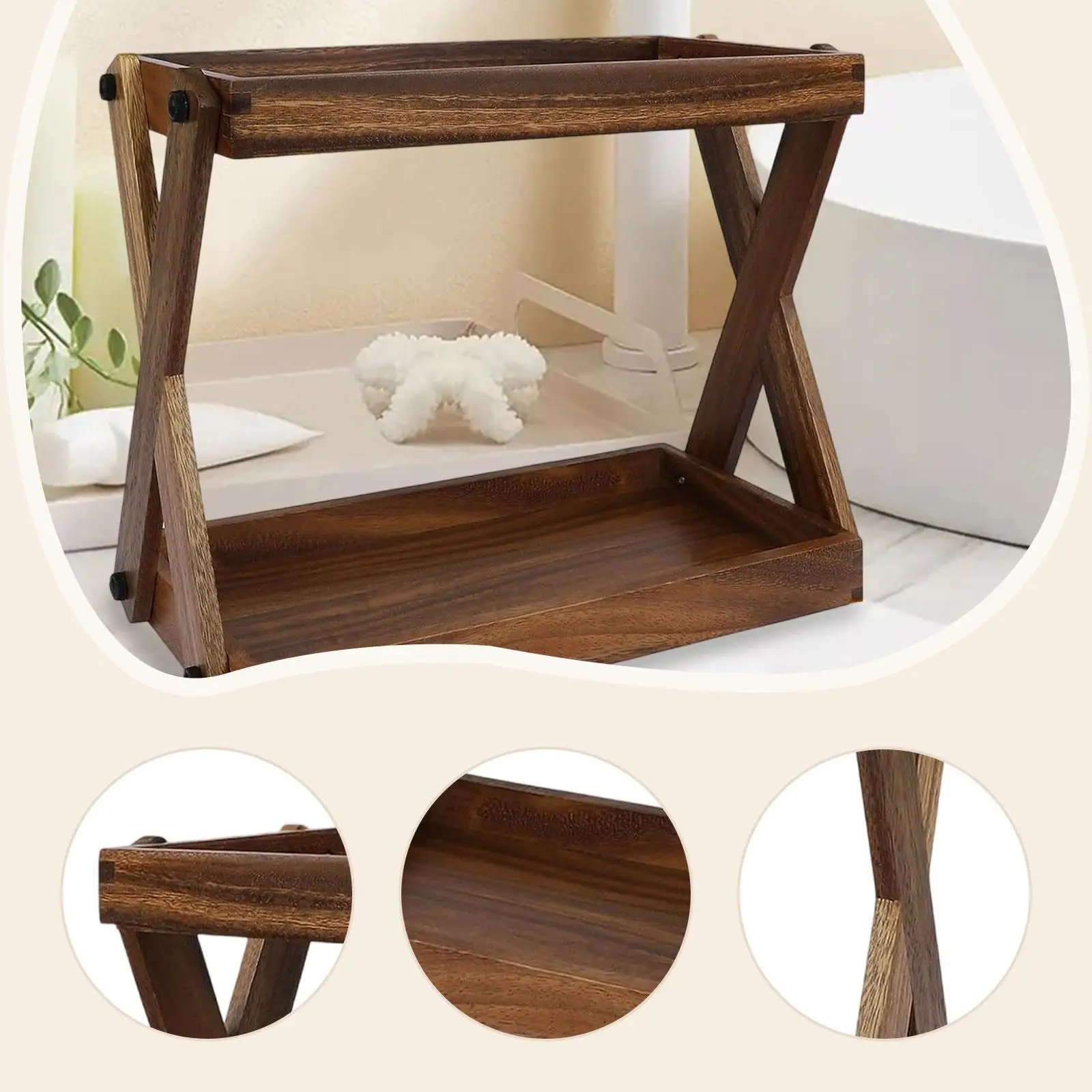 Wood Countertop Shelf Condiment Storage Organizer Kitchen Rack Wood Countertop Shelf Condiment Storage Organizer Kitchen Rack