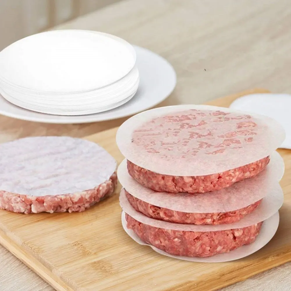 100pcs 11cm Hamburger Patty Paper Round Wax Paper Sheet for Burger Press Baking Cake Baking Separate 4.33inch Patty Oil
