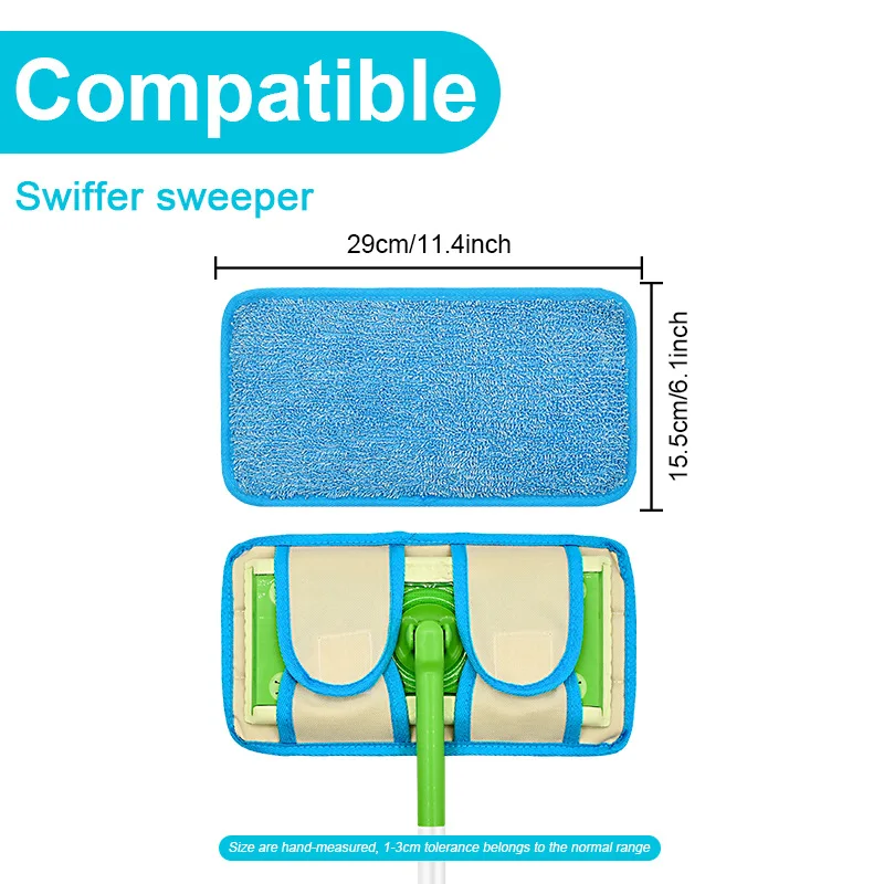 Description Picture 3 of item1/2PCS Mop Pad for Swiffer Sweeper Microfiber Floor Washable Reusable Mop Cloths Wet and Dry Flip Mop Cleaning Tools