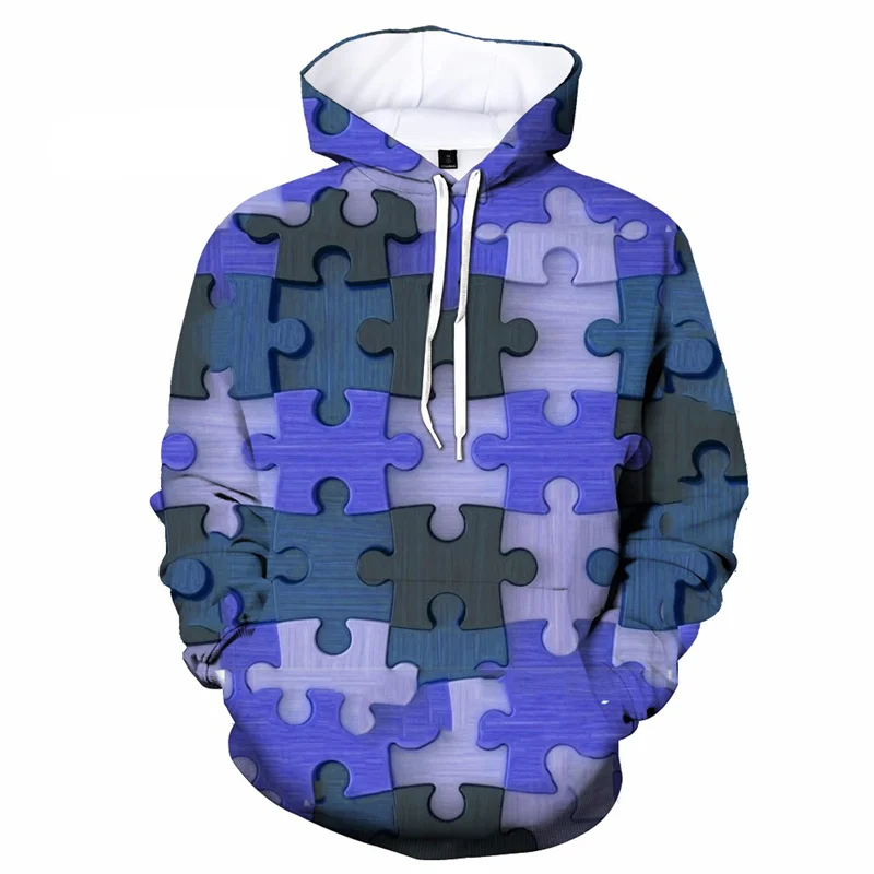 thumbnail image 1 of Sudadera con capucha con estampado 3D de rompecabezas multicolor de moda para hombre, sudadera de manga larga para primavera y otoño, sudadera con capucha de gran tamaño para la calle, 1 of 5