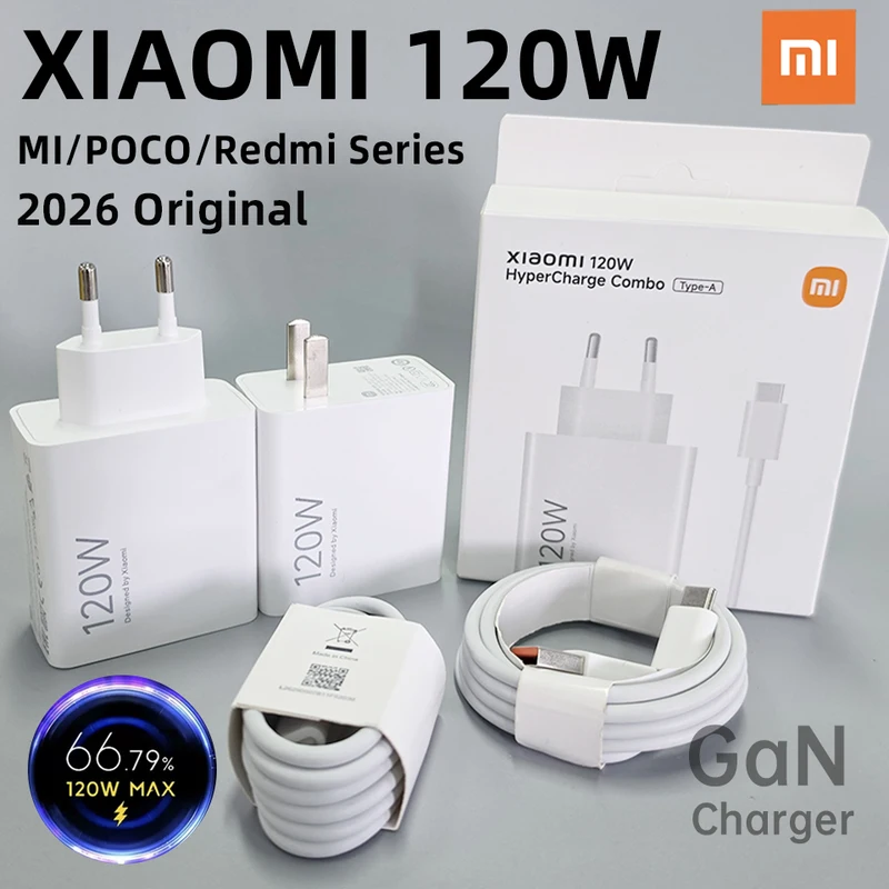 Cargador 120W XIAOMI 17T 17 14 Pro Redmi Charger Fast Charging Adapter Turbo...