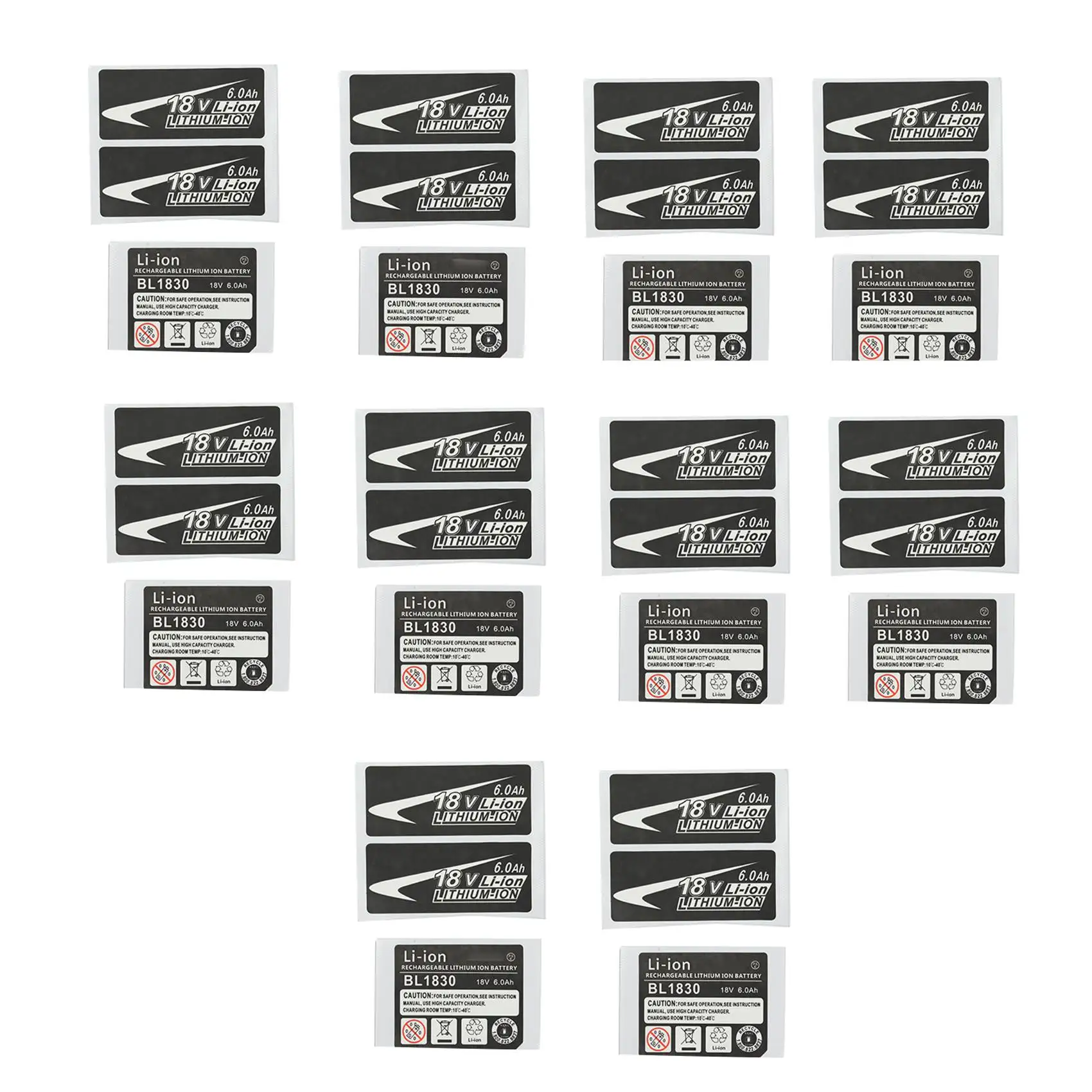 

10 Sets of BL1830 Label Lithium Ion Battery 18V 6.0Ah Sticker Label Suitable for Makita 18V Battery Logo