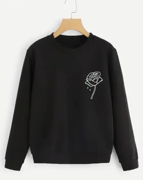 ZBBRDD FLOWER Letter Cotton Women Sweatshirts Streetwear Full Long Sleeve Shirt Funny Pullovers Graphic Clothing Drop shipping