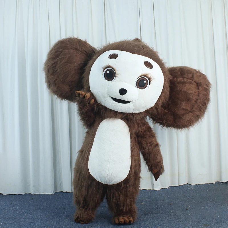 팽창식 Cheburashka 악어 Gena 의상, 큰 귀 원숭이 의상, 성인 코스프레 마스코트, 귀여운 정장, 어린이 파티 드레스