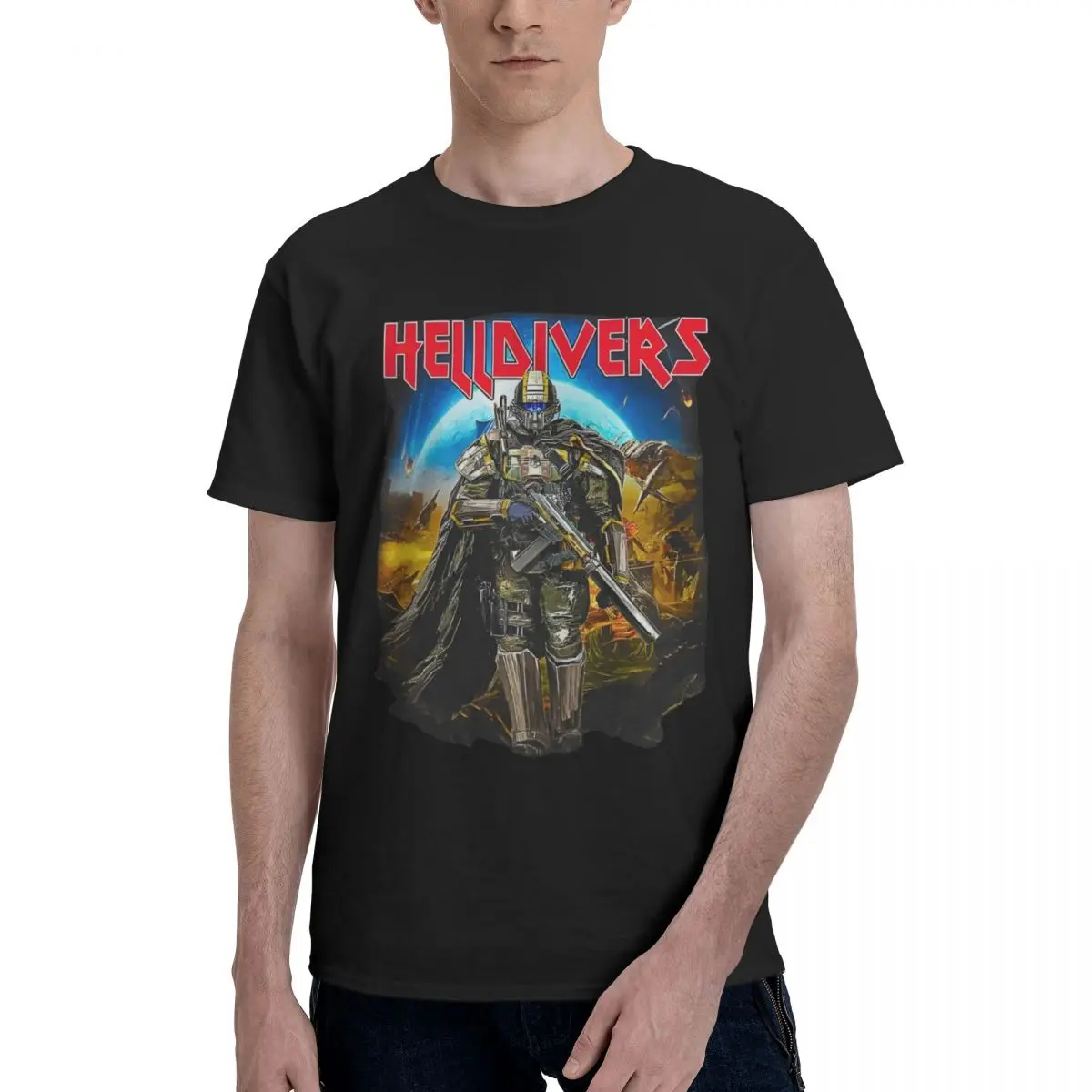 Novità Gioco Helldivers 2 Skull T-Shirt Uomo Girocollo 100% Cotone T-Shirt Malelon Creek Maglietta Manica Corta Magliette Originali