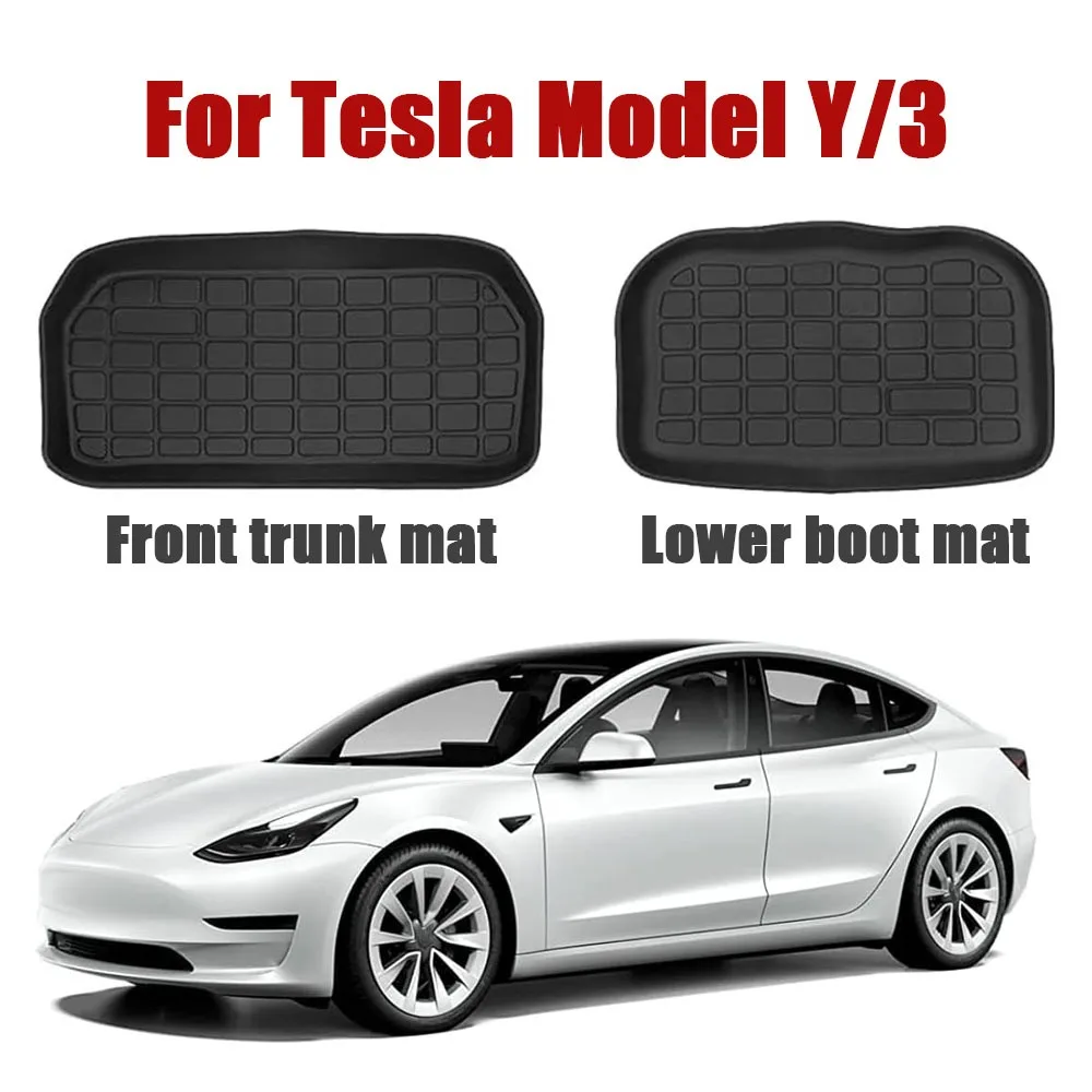 

XPE TPE Rubber Front Rear Trunk Storage Mat for Tesla Model Y 3 2019-2022 2023 Trunk Floor Waterproof Tasteless Protective Pads