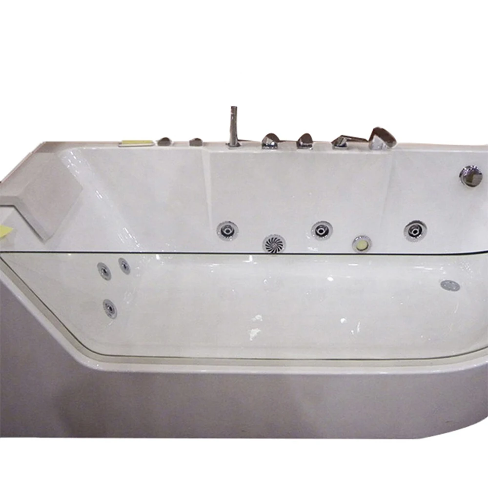 1650mm Bathroom Whirlpool Bathtub LED Colored Lights Indoor Spa Double People Surf Massage Tub 11248