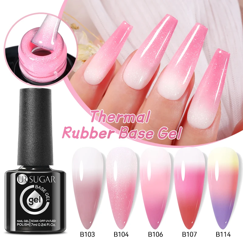 UR SUGAR 7ml Thermal Auroras Glitter Gel Nail Polish Winter Temperature 3 Colors Changing Soak Off UV LED Manicure Nails Gel 5