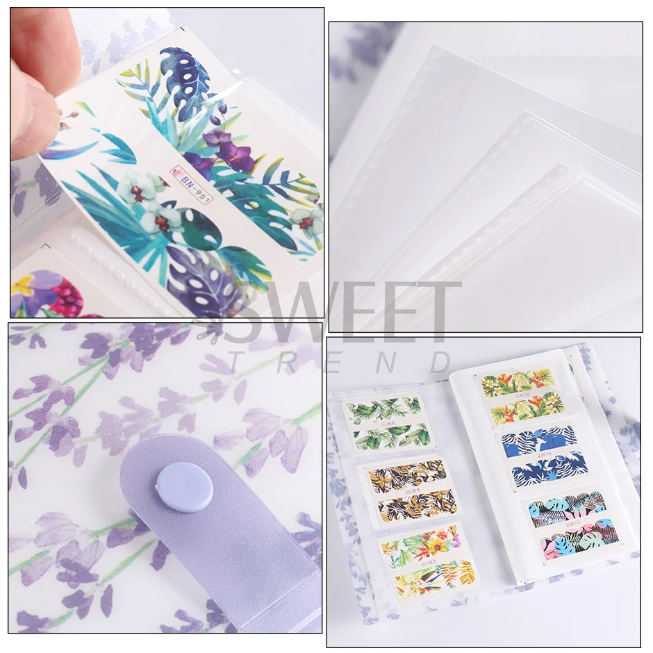 120slots Flower Lavender Leaf Nail Sticker Binder Collecting Ablum