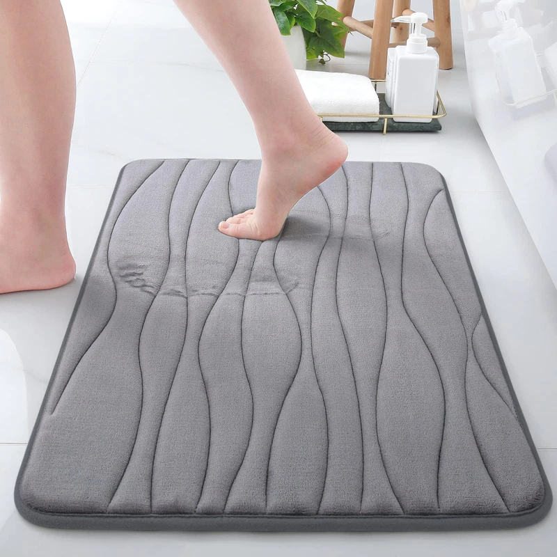 

Memory Foam Bathroom Rug Non-Slip Bath Mat Absorbent Home Floor Decoration Soft Cozy Velvet Shower Carpet Foot Mat