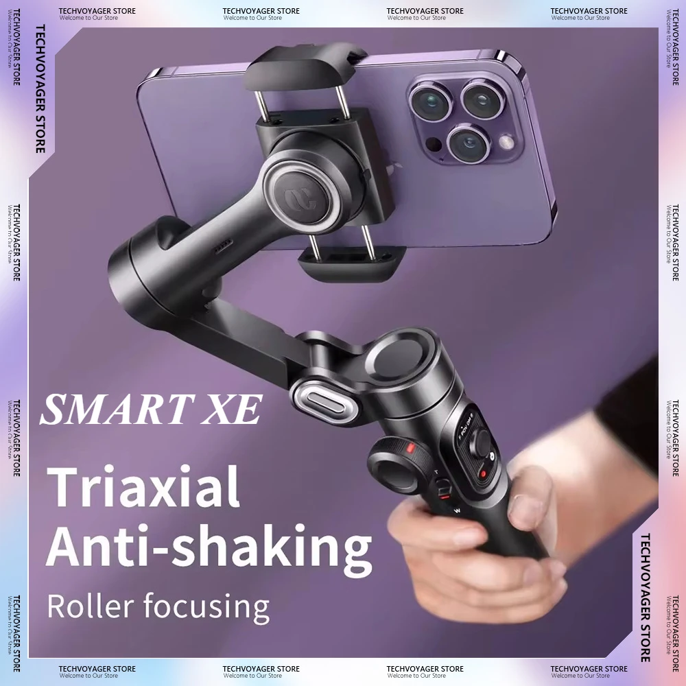 AOCHUAN Smart XE 3-Axis Handheld Gimbal Stabilizer RGB Fill Light Face Tracking Phone Live Broadcast Tiktok Vlog Selfie Stick