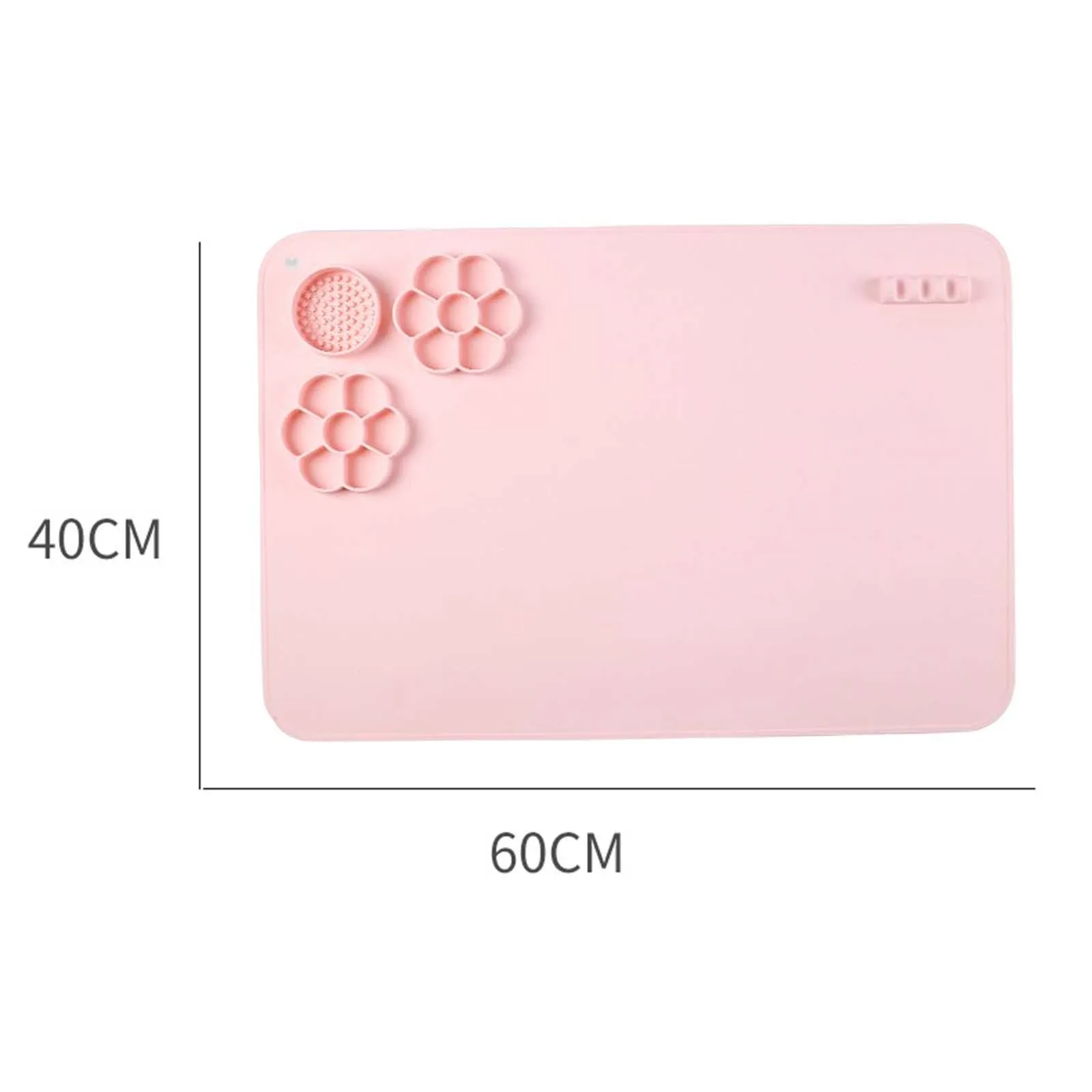 Kqpoinw Siliconen knutselmat, 40 x 50 cm, anti-aanbaklaag, siliconen schildermat om te knutselen met bekers en kwastenset, sponsstempel, opvouwbare multifunctionele siliconen schildermat voor