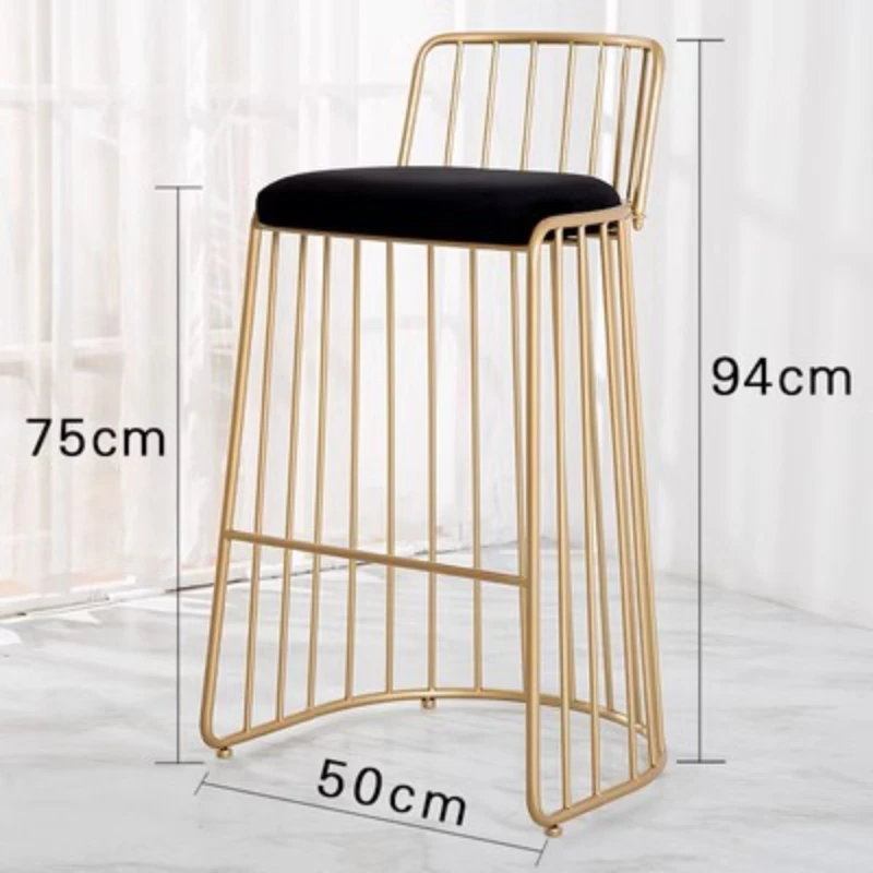 Gold Leg Nordic Bar Stools Modern Design Apartment Luxury Soft Bar Chairs Minimalist Waiting Backrest Sillas De Furniture