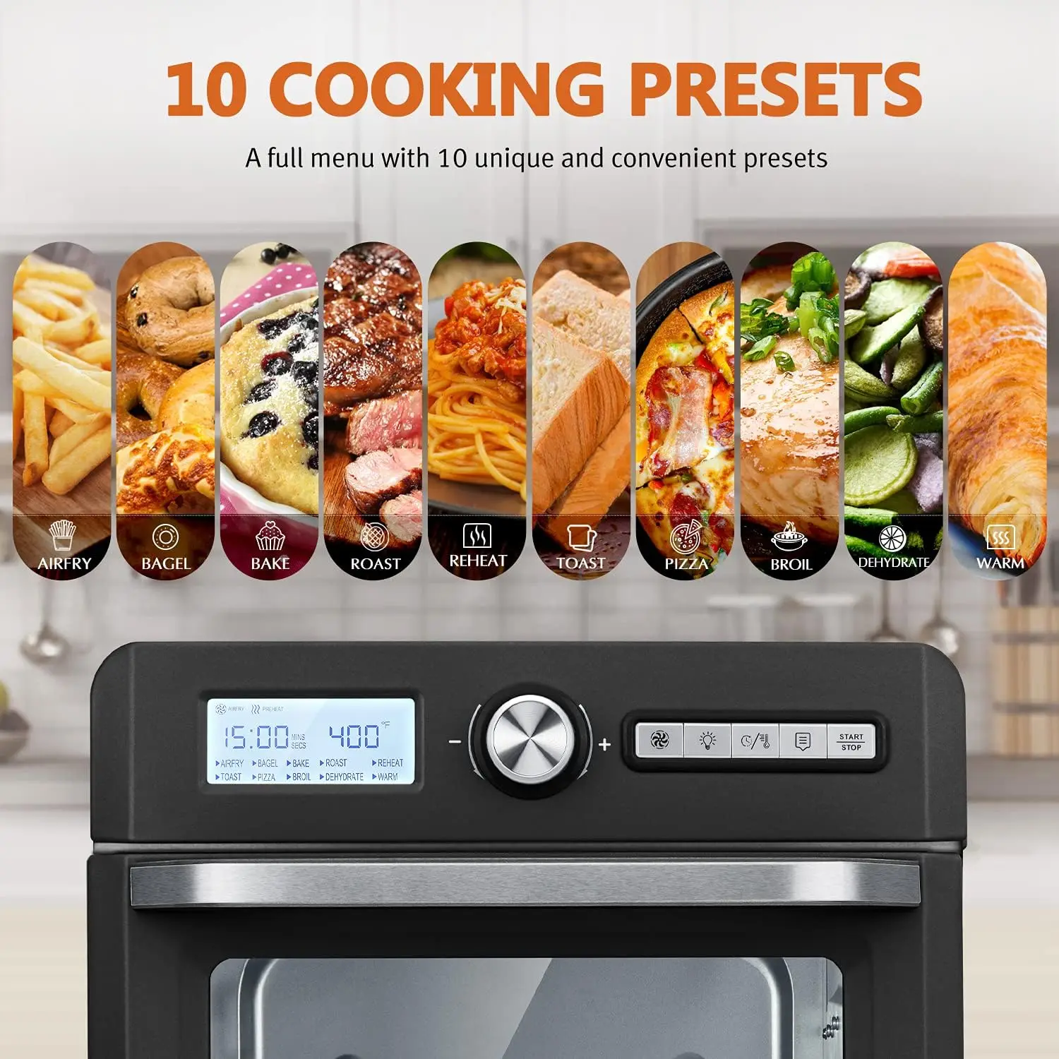 19 Quart Air Fryer Toaster Oven, Convection Roaster with Rotisserie & Dehydrator, 10-in-1 Countertop Oven, Original Rec 2