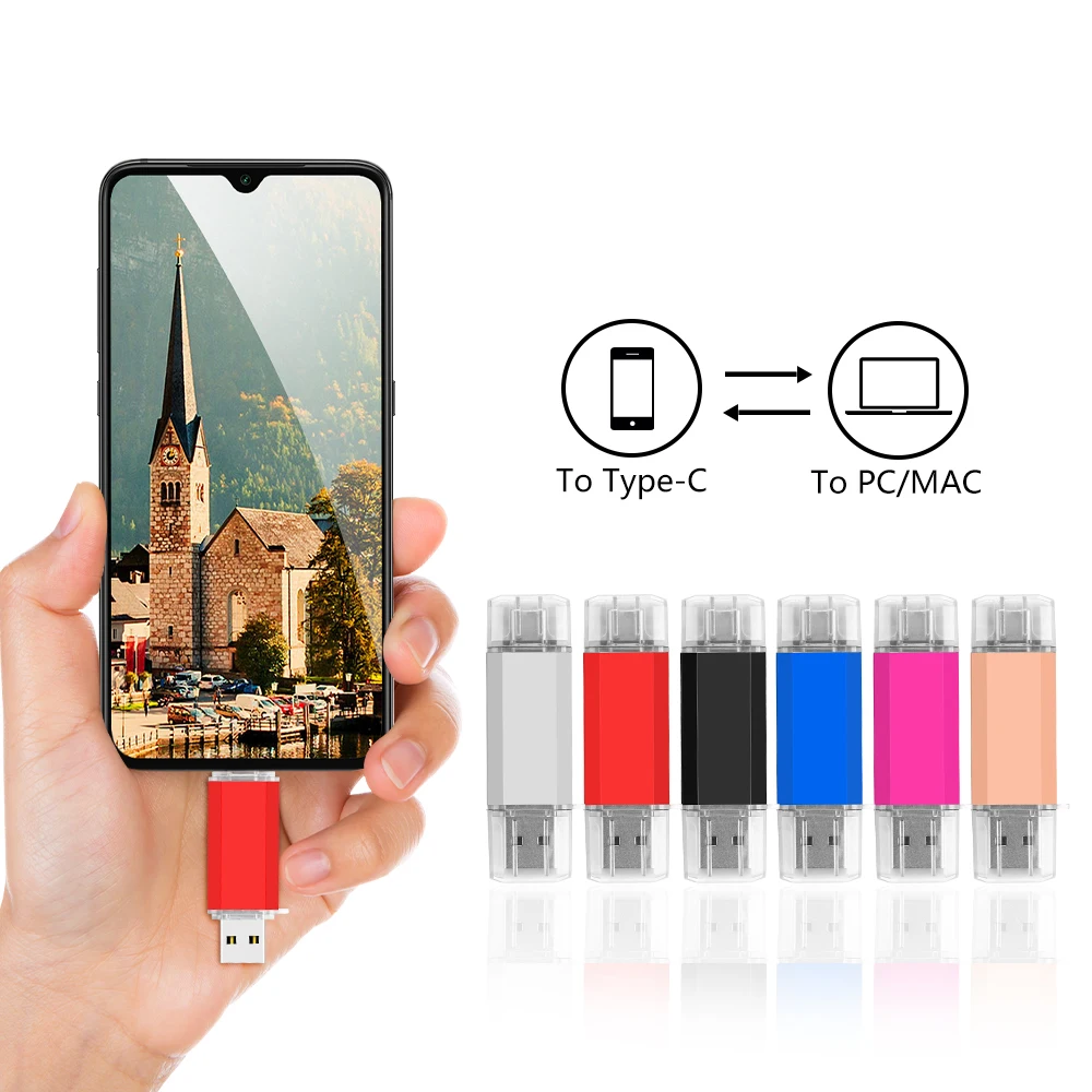 대용량 타입-C 2 in 1 OTG 128GB 64GB 펜드라이브 고속 USB 플래시 드라이브 OTG 펜 드라이브 64GB 128GB USB 플래시 드라이브 선물