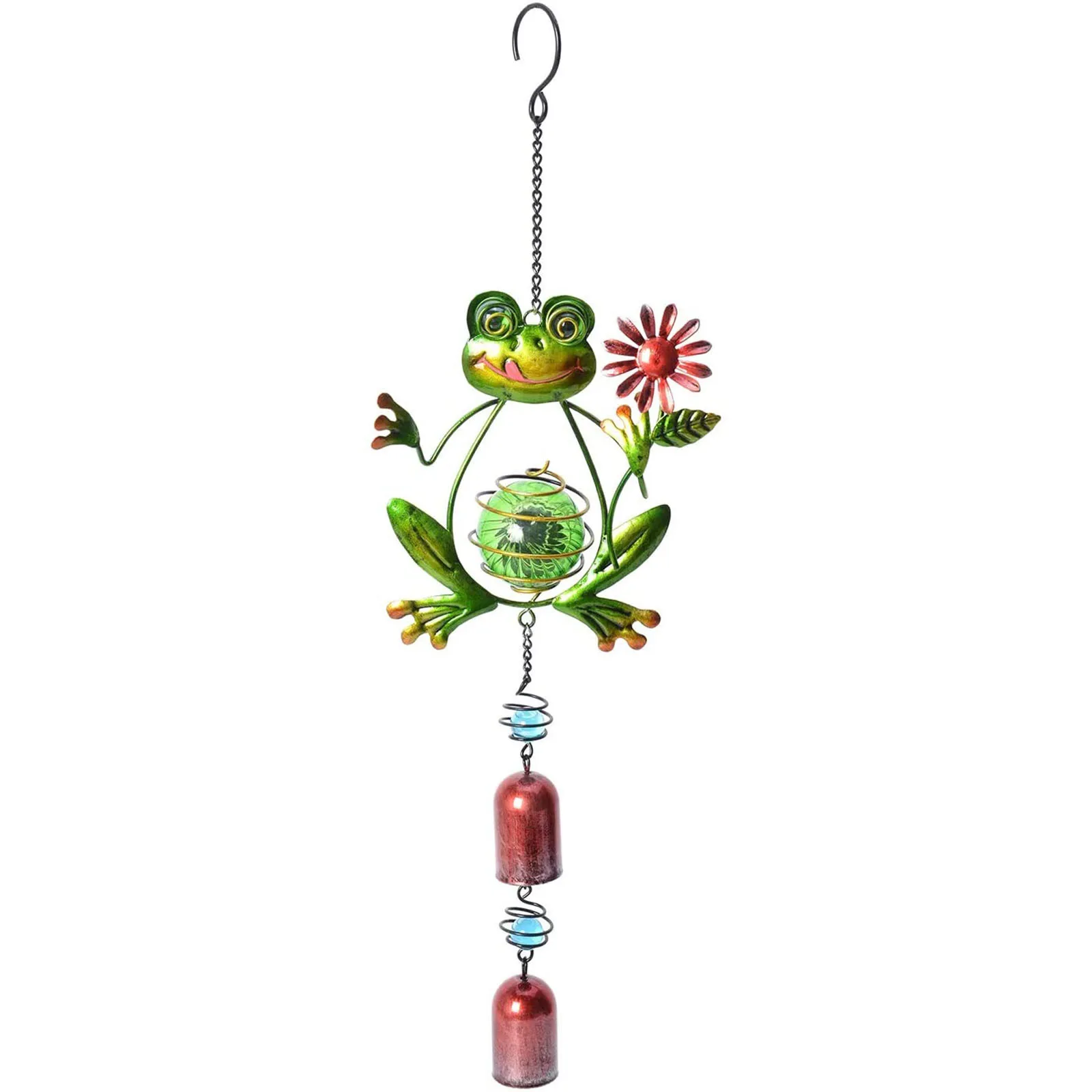패턴 녹색 개구리 태양 바람 종소리 정원 마당 파티오 실내 선물 동양 장식 샹들리에