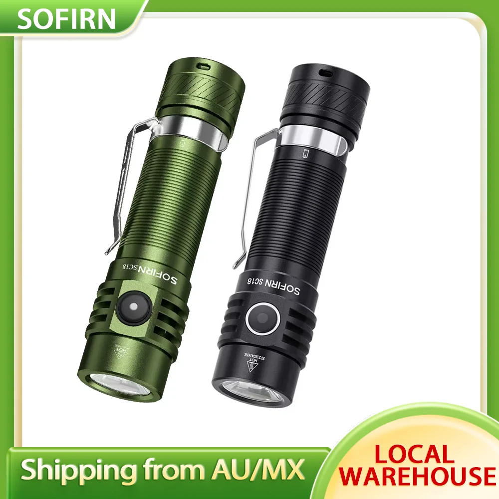 Sofirn SC18 1800lm SST40 LED EDC Flashlight 18650 Torch TIR Optics Lens USB C Rechargeable Lantern