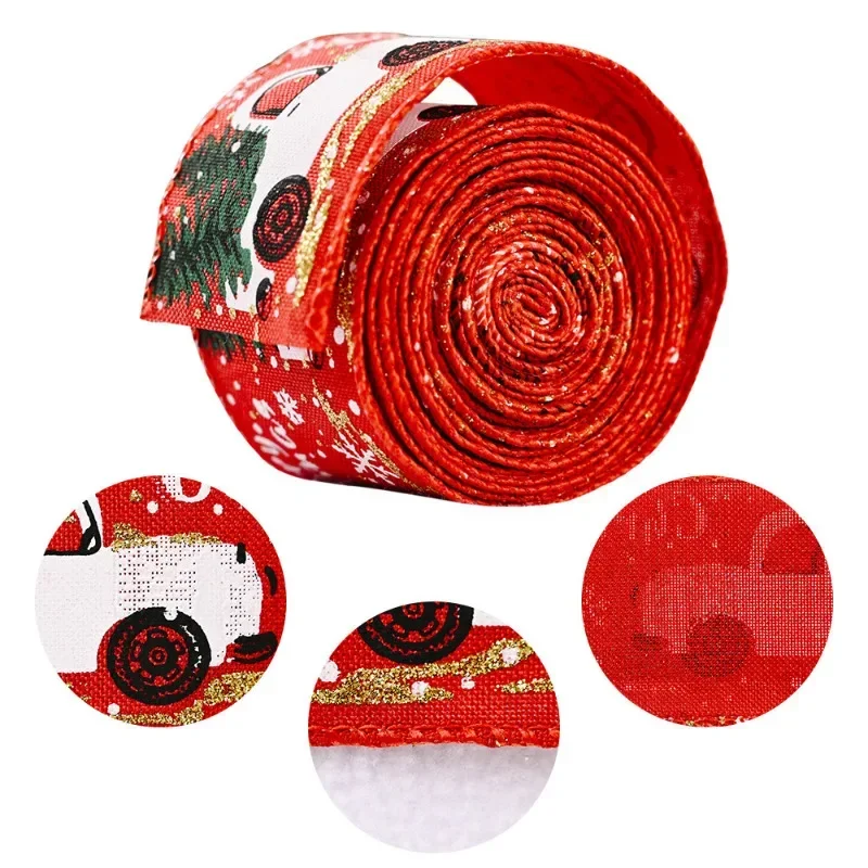 Christmas Ribbon Classic Wrapping Christmas Tree Ribbon Wreath Bows DIY Fabric Swirl 리본 Burlap Ribbon With Wired Edge Gift