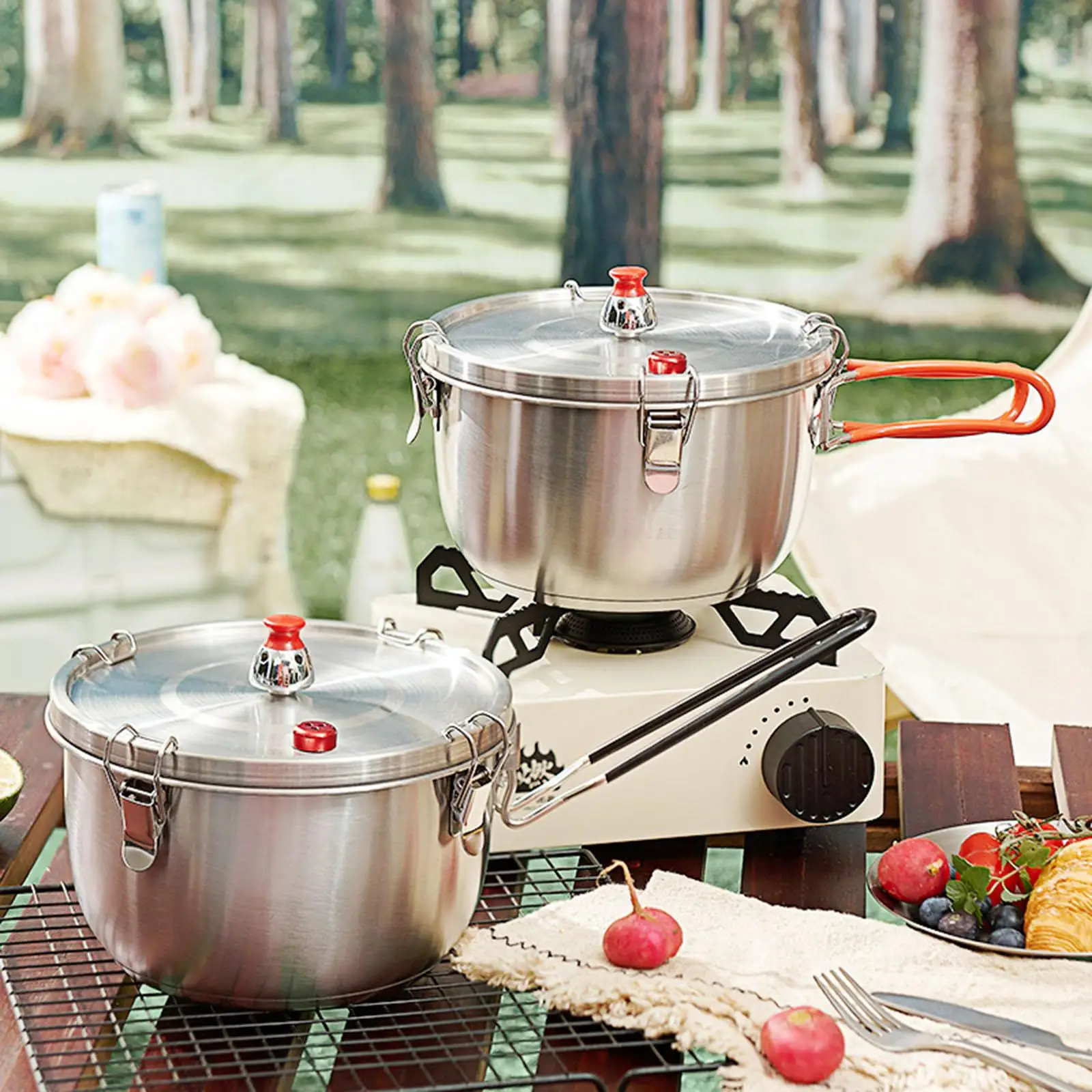 Stainless Steel Pressure Cooker Stovetop Micro Pressure Cook for Outdoor single handle