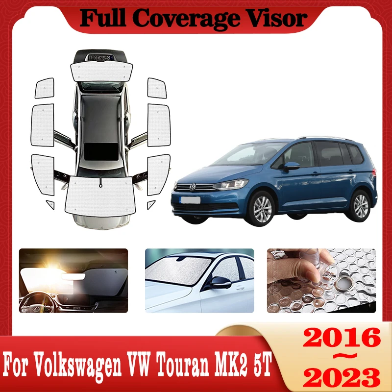 

Car Full Coverage Sunshades For Volkswagen VW Touran MK2 5T 2016~2023 Anti-UV Protect Windows Shade Visor Windshield Accessories