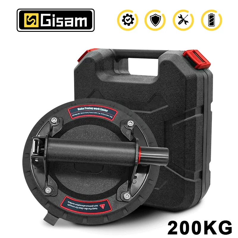 GISAM Vacuum Suction Cup 8 inch with box, 200kg loading capacity, heavy duty vacuum lifter for tile adsorption, granite and glass lifting