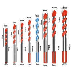 2/5/8/10Pcs 3-12mm Multi Function Household Tungsten Steel Alloy Triangle Handle Marble Glass Tile Ceramic Wall Hole Drill bit