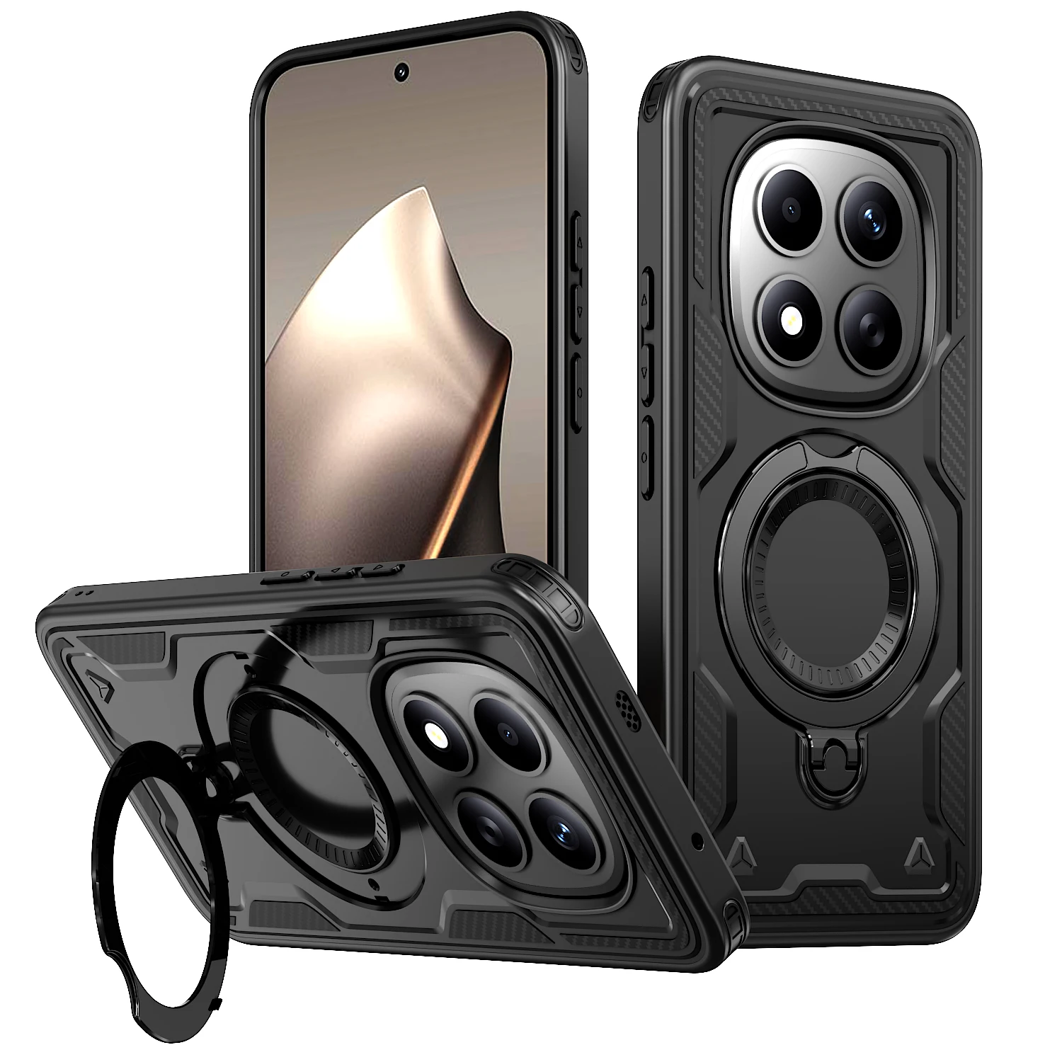 Enhanced Armor Magnetic Case with Wireless Charging Stand - Shockproof Protection Cover