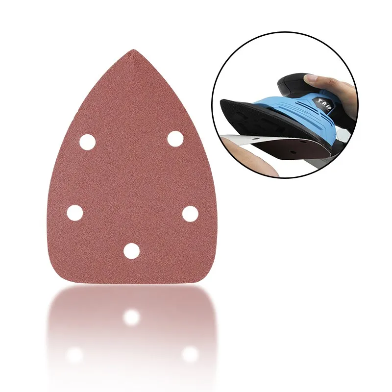 10/40/60pcs 140x98mm Sandpaper 5 Holes Triangle Polishing Pad Abrasive Tools for Power Grinding Machine Tools 40-400 Grit sanding disc
