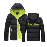 2024 Men's Autumn And Winter Gunki New Mens Casual Jacket Warm Print Zipper Hooded Cotton-Padded Brand High-Quality Clothes Coat 2