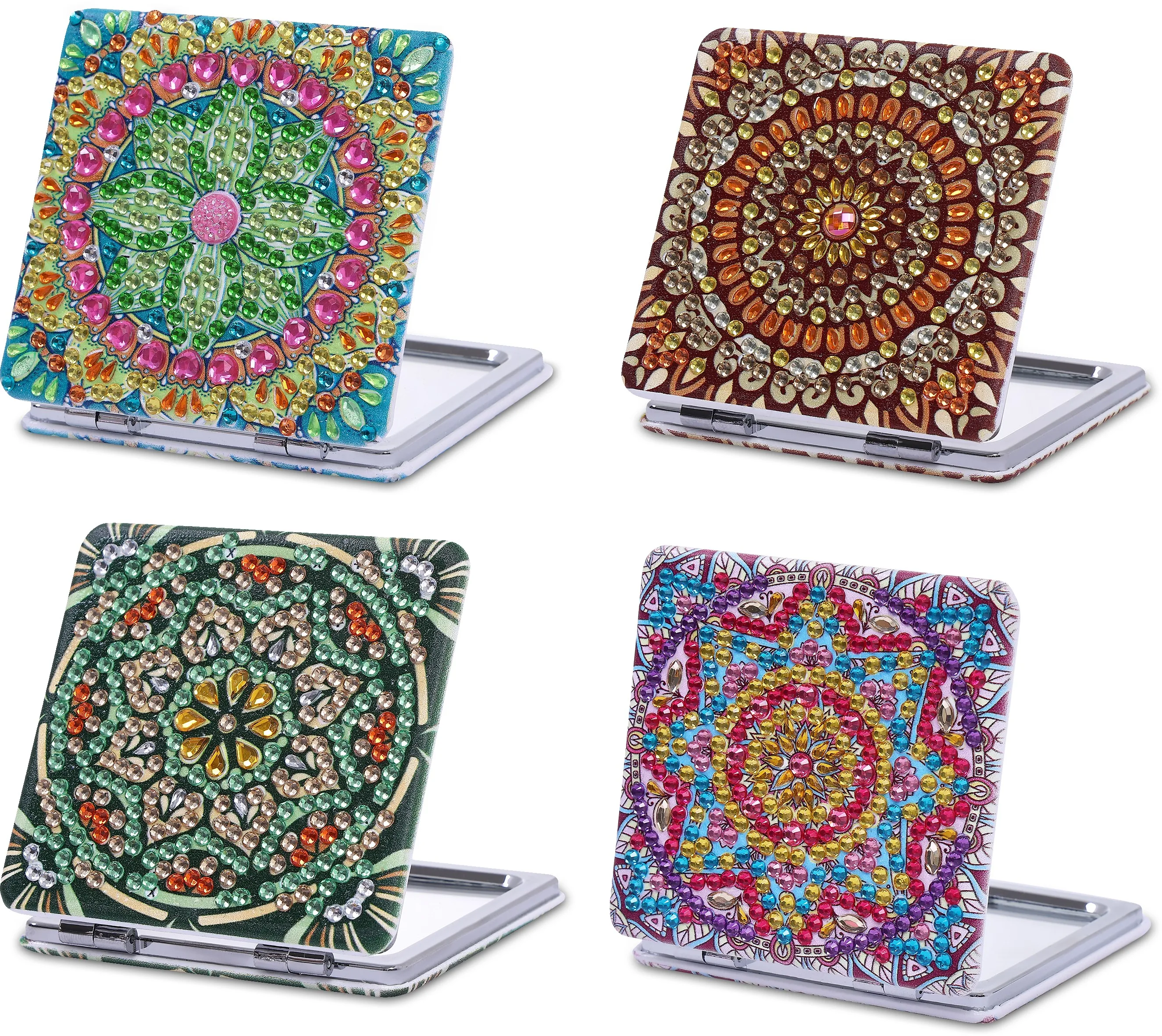 귀여운 애니메이션 모자이크 AB 다이아몬드 페인팅 'The-P-Powerpuffs-G-Girls', DIY 아트, 5D Corss 스티치 라인스톤 자수, 수제 8 DIY 만다라 다이아몬드 페인팅 거울 컴팩트, 성인용 양면 휴대용 접이식 포켓 미러, 다이아몬드 아트, 3 가지 스타일, 1 개/세트