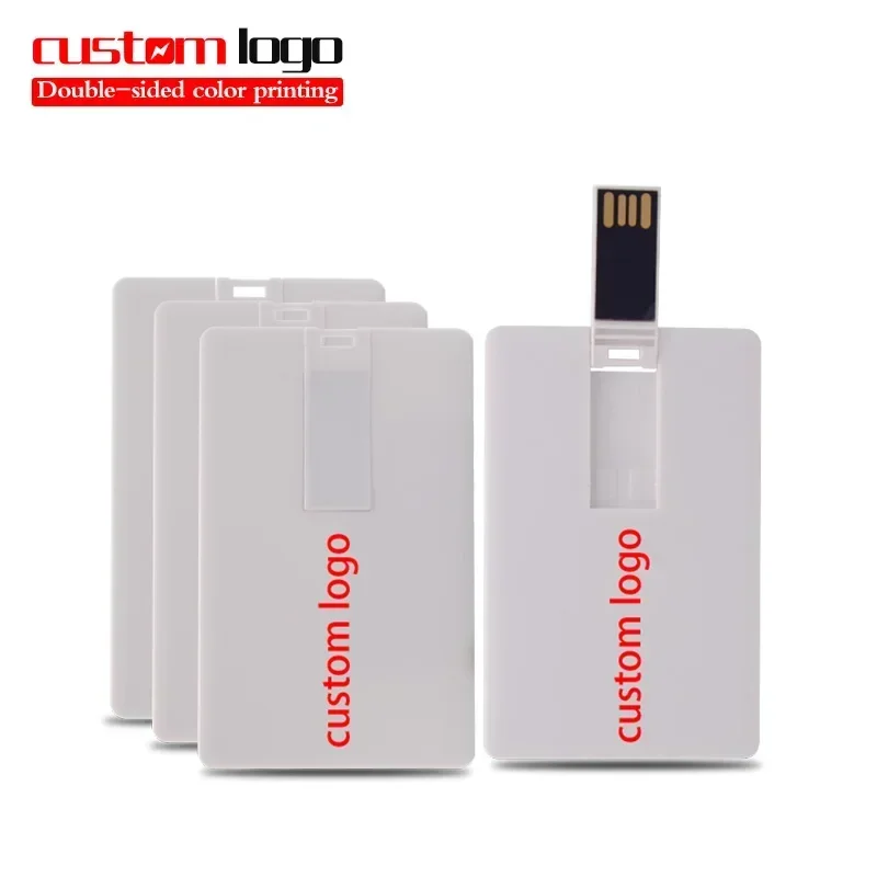 20 개/몫 신용 카드 USB 플래시 드라이브 2.0 Pendrive 64GB 32GB 16GB 8GB 4GB 메모리 스틱 펜 드라이브 Usb 사용자 정의 로고 비즈니스 선물