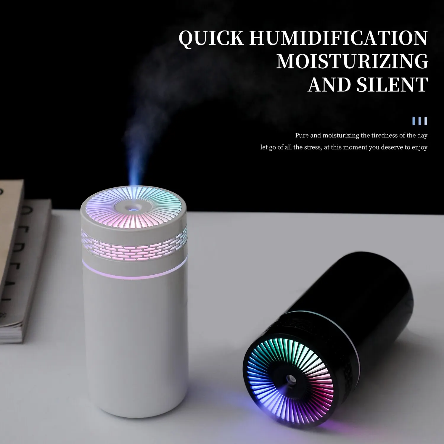 250ML Car Air Humidifier Portable Mini Spray Mist Humidifier with LED Light USB Powered Essential Oil Difffor Bedroom and Travel 2