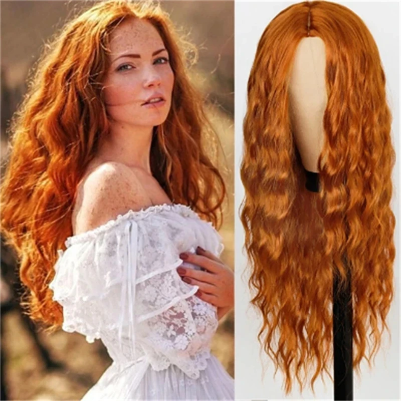 

WHIMSICAL W Synthetic Wigs Long Natural Wave Middle Part Hair Wig Heat Resistant Wig For Women Cos Wig Daily Use